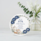 Navy Blue Palette Tea Party Bridal Shower 招待状 (スタンド正面)