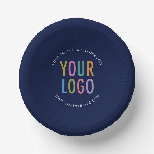 Navy Blue Paper Bowls Custom Company Logo Printed ペーパーボウル (正面)