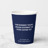 Navy Blue Paper Cups Custom Business Logo 8 oz 紙コップ (裏面)