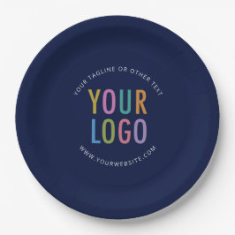 Navy Blue Paper Plates Custom Business Logo Bulk ペーパープレート
