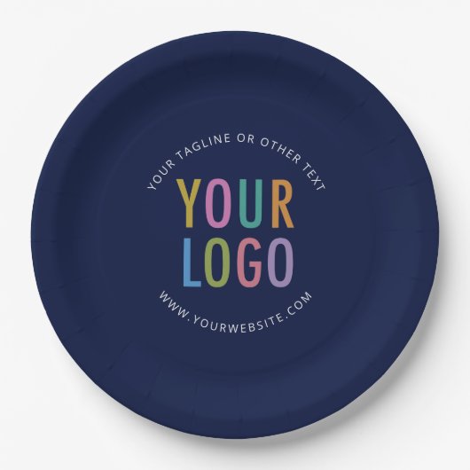 Navy Blue Paper Plates Custom Business Logo Bulk ペーパープレート (正面)