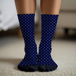 Navy Blue Personal Monogram Pattern ソックス