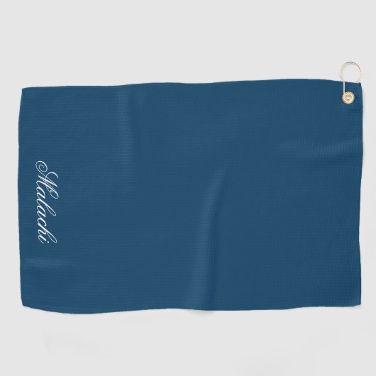 Navy Blue Personalized Golf Towel with Custom Name ゴルフタオル (横)