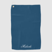 Navy Blue Personalized Golf Towel with Custom Name ゴルフタオル (正面)