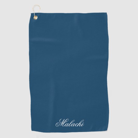 Navy Blue Personalized Golf Towel with Custom Name ゴルフタオル (正面)