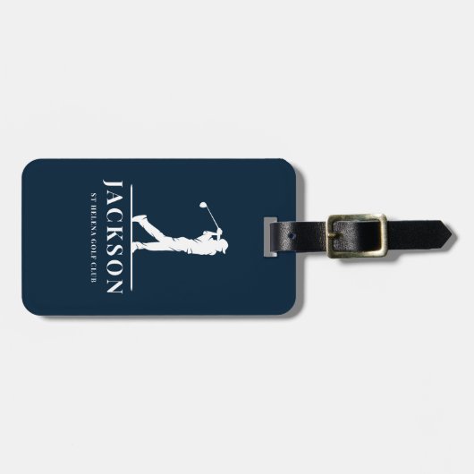 Navy Blue Personalized Monogram Golfer ラゲッジタグ (正面横)