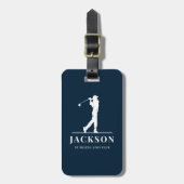 Navy Blue Personalized Monogram Golfer ラゲッジタグ (正面縦)