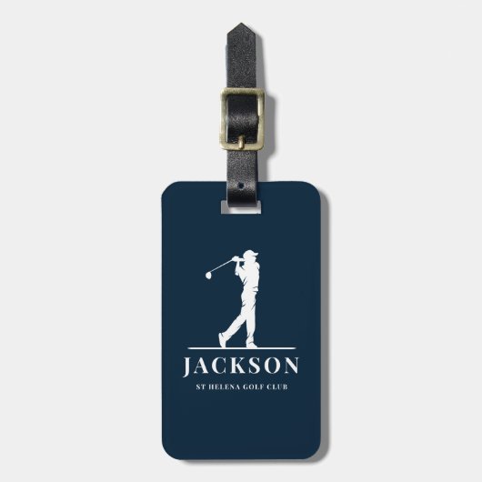 Navy Blue Personalized Monogram Golfer ラゲッジタグ (正面縦)