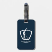 Navy Blue Personalized Monogram Golfer ラゲッジタグ (裏面縦)
