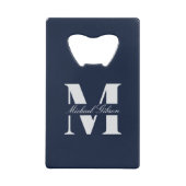Navy Blue | Personalized Monogram Groomsmen  クレジットカード栓抜き (正面)