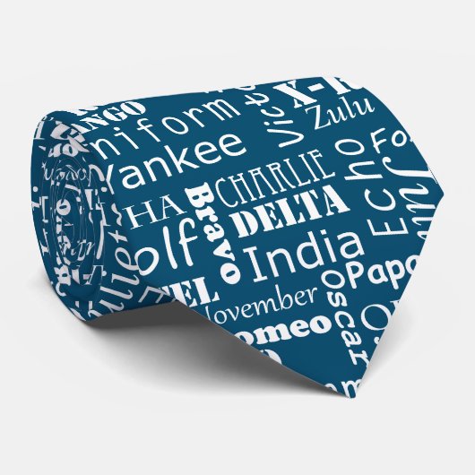 Navy Blue Phonetic Alphabet Trainee Pilot Cadet ネクタイ (ロール)
