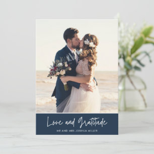 Navy Blue Photo 結婚's Thank You サンキューカード
