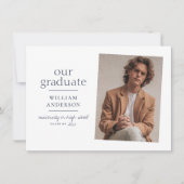 Navy Blue Photo Announcement 招待状 (正面)