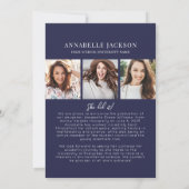 Navy Blue Photo Collage Graduation 案内状 (裏面)