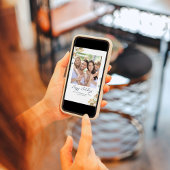 Navy Blue Photo Happy Holidays Greenery シーズンカード