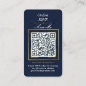 Navy Blue | Photo Online RSVP QR Code Wedding  エンクロージャーカード (正面)