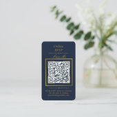 Navy Blue | Photo Online RSVP QR Code Wedding  エンクロージャーカード (スタンド正面)