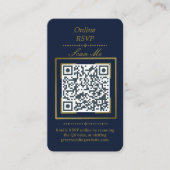 Navy Blue | Photo Online RSVP QR Code Wedding エンクロージャーカード (正面)