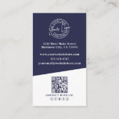 Navy Blue Photo QR Code Logo Vertical 名刺 (裏面)