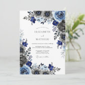 Navy Blue Picturesque Winter Wedding 招待状 (スタンド正面)