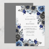 Navy Blue Picturesque Winter Wedding 招待状 (正面/裏面)