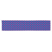 Navy Blue Pink Cyan Polka Dot Pattern ショートテーブルランナー (横)