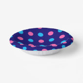 Navy Blue Pink Cyan Polka Dot Pattern ペーパーボウル (傾斜あり)