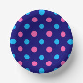 Navy Blue Pink Cyan Polka Dot Pattern ペーパーボウル (正面)