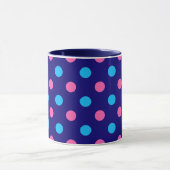 Navy Blue Pink Cyan Polka Dot Pattern マグカップ (中央)