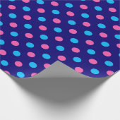 Navy Blue Pink Cyan Polka Dot Pattern ラッピングペーパー (角)
