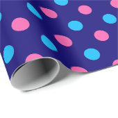 Navy Blue Pink Cyan Polka Dot Pattern ラッピングペーパー (ロールコーナー)