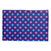 Navy Blue Pink Cyan Polka Dot Pattern 枕カバー (裏面)