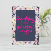 Navy Blue Pink Floral Mother's Day Flat Card シーズンカード (スタンド正面)