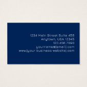 Navy Blue Pink Rose Gold Monogram Business Cards (裏面)