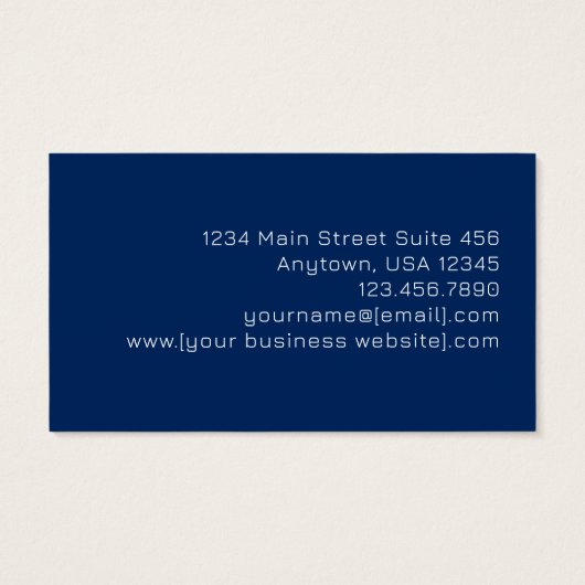 Navy Blue Pink Rose Gold Monogram Business Cards (裏面)