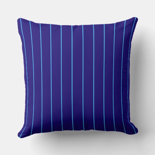 Navy Blue Pinstripe Throw Pillow | Modern Coastal  クッション (裏面)