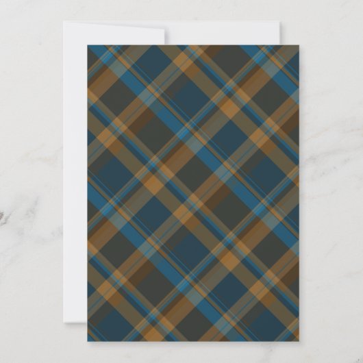 Navy Blue Plaid Frame Ramadan Iftar Invitation 招待状 (裏面)