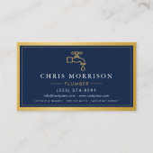 Navy Blue Plumber Contractor QR Code Gold Metallic 名刺 (正面)