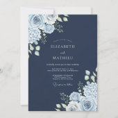 Navy Blue Polar Winter Wedding 招待状 (正面)