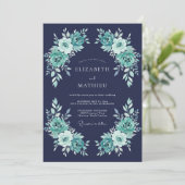 Navy Blue Polished Evening Wedding 招待状 (スタンド正面)