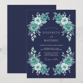 Navy Blue Polished Evening Wedding 招待状 (正面/裏面)