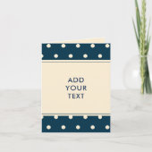 Navy Blue Polka Dots Personalized Folded Note Card ノートカード (正面)