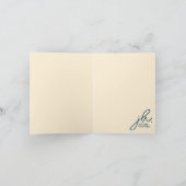 Navy Blue Polka Dots Personalized Folded Note Card ノートカード (内部)