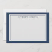 Navy Blue Polka Dots Stationary Flat Note Card ノートカード (正面)