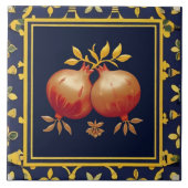 Navy Blue Pomegranates Mediterranean Pomegranate タイル (正面)