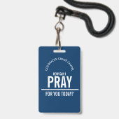 Navy Blue prayer church volunteers id badge バッジ (正面（ネックストラップ付）)