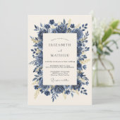 Navy Blue Prestigious Rose Wedding 招待状 (スタンド正面)