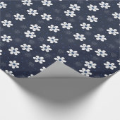 Navy Blue Pretty Floral Pattern ラッピングペーパー (角)