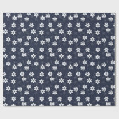 Navy Blue Pretty Floral Pattern ラッピングペーパー (フラット)