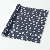 Navy Blue Pretty Floral Pattern ラッピングペーパー (アンロールド)